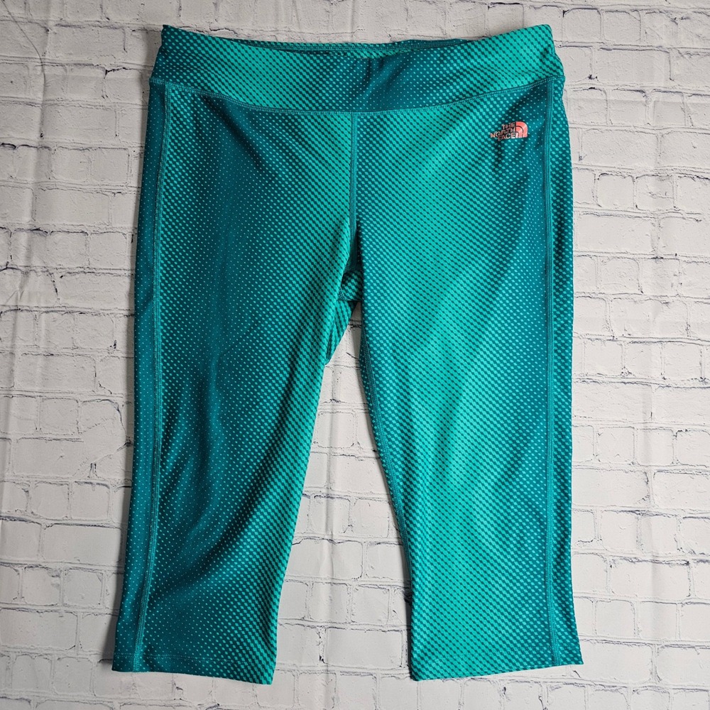 The North‎ Face Womens XL Teal Green Gradient Geometric Print Crop Leggings